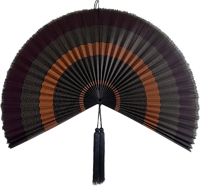 ChumDecor Bamboo Fan Wall Decor, Japanese Wall Fan Decoration, Ebony 60 in | Giant Oversized Oriental and Asian Style Hanging Decoration for Above the Bed Headboard or a Tall Stairwell Landing