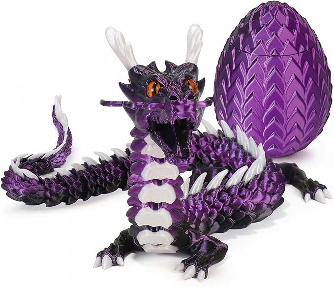 3D Printed Dragon Eggs, Glow in The Dark Fidget Toys for Kids & Adults, for Home Office Desk Decor (Purple Dragon God, Pcs, 1)