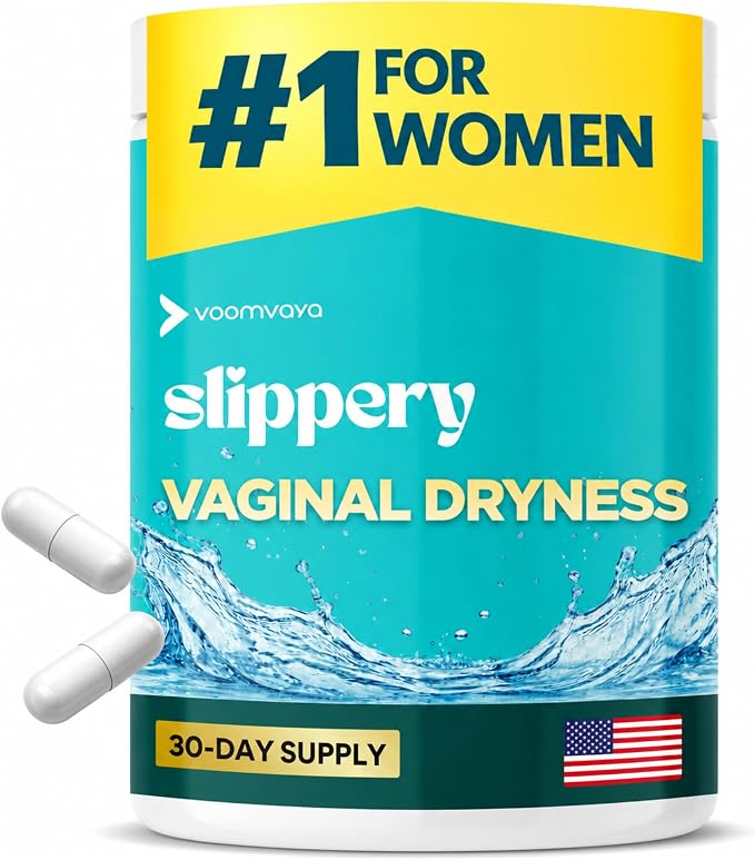 VoomVaya Slippery – Vaginal Dryness Relief for Women Over 40 – Vaginal Moisturizer with Slippery Elm for Women to Support Vaginal Moisture – 60 Capsules