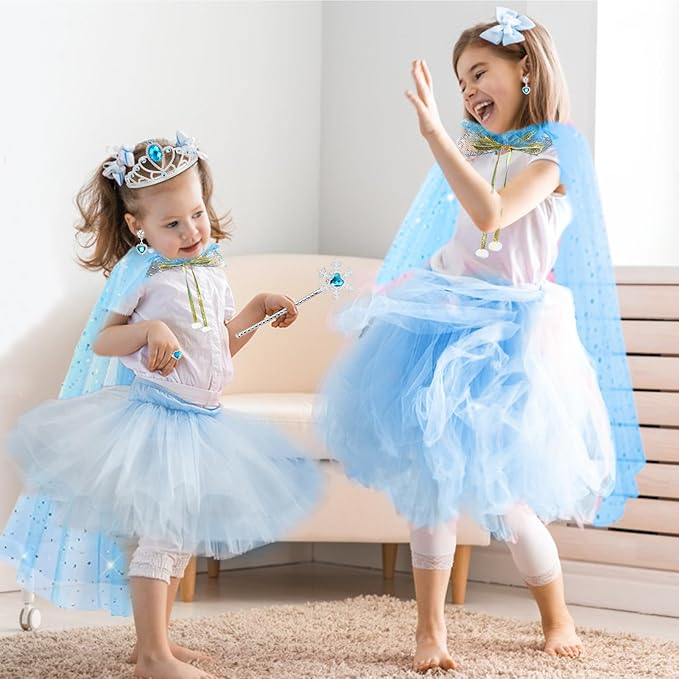 Heaning Princess Dress Up for Girls Costumes Accessories with Cape Christmas Birthday Gift Toys for 3-6 Year old Girl