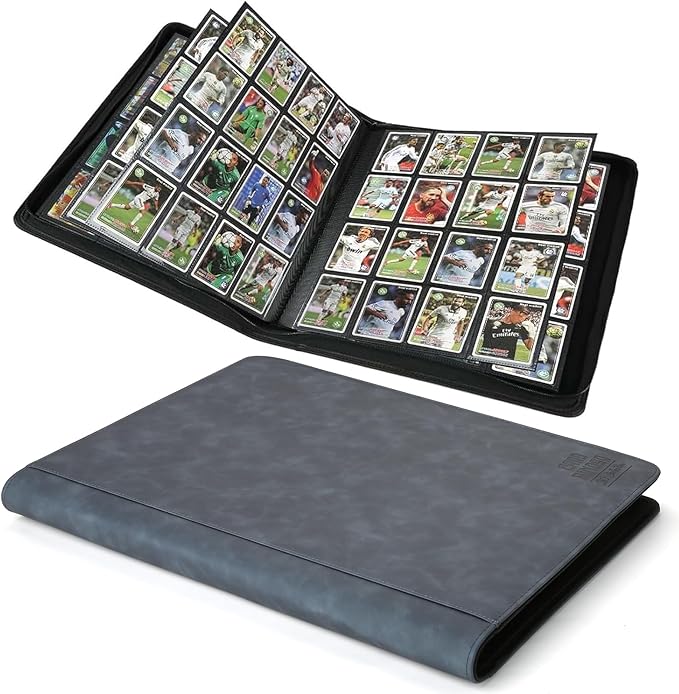 Arkeiliy Premium Ringless Trading Card Binder - 1024 Capacity, 16 Side-Loading Pockets per Page, Archival Quality Protection & Anti-Slip Spine for TCG, MTG, Sports Cards (Blue)