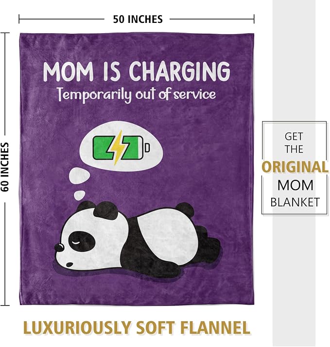 Craftique Mom Birthday Gifts, Funny Gifts for Mom- Mom's Charging Blanket | Mom Gifts for Women from Daughter Son Husband, Super Soft Blanket Throw for Napping Travel, 60”×50”