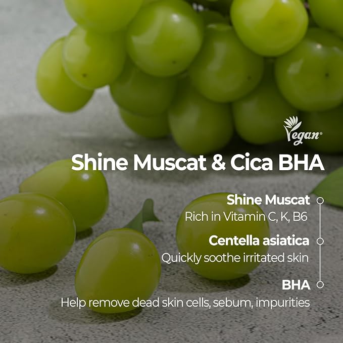 SKINFOOD Shine Muscat Cica BHA Food Mask – Soothing & Cooling Wash-Off Face Mask with Real Shine Muscat, Cica, and BHA – Exfoliating, Pore-Clearing, Vegan Korean Skincare, 180g