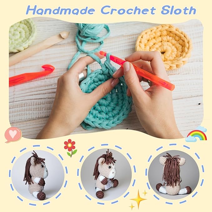 Horse Gifts, Crochet Positive Support Horse– Handmade Emotional Cheer Support Funny Horse Gifts for Friend Coworker Birthday Christmas Stocking Stuffer White Elephant