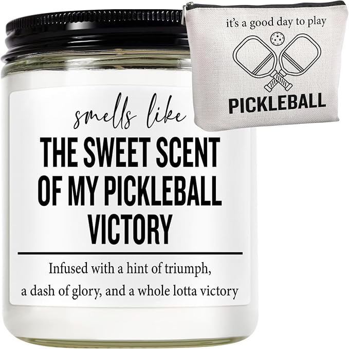 Funny Pickleball Gift Set - Scented Candle & Cosmetic Bag - Pickleball Gifts for Women, Men, Players, Coaches - Gag Gift for Birthday, Mothers Day, Mom, Stocking Stuffers, Pickleball Enthusiasts