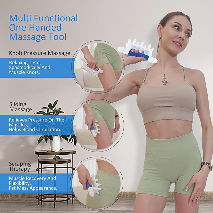 Fascia Massage Tool Myofascial Release Blaster Tools for Anti-Cellulite Skin Soothing Lymphatic Drainage Trigger Point Deep Tissue Neck,Shoulder,Lower Back,Psoas,Thighs,Butt & Full Body (Blue)