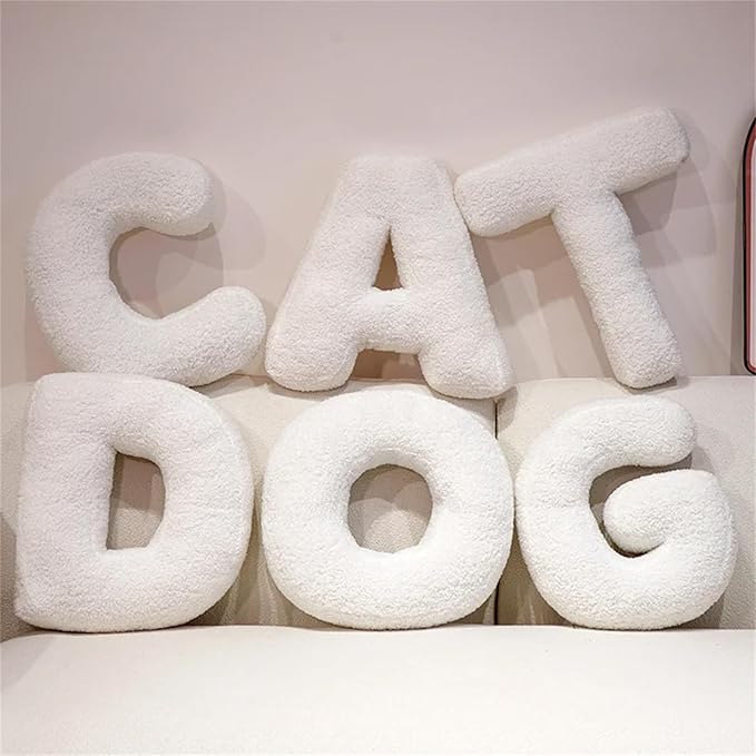 MOJUN Letter Plush Pillow, Soft Sofa Cushion Nursery Decor Kids Room Throw Pillow Cute A to Z Initial Letter Pillow Alphabet Cushion for Sofa Couch Living Room Bed Car Decoration, M