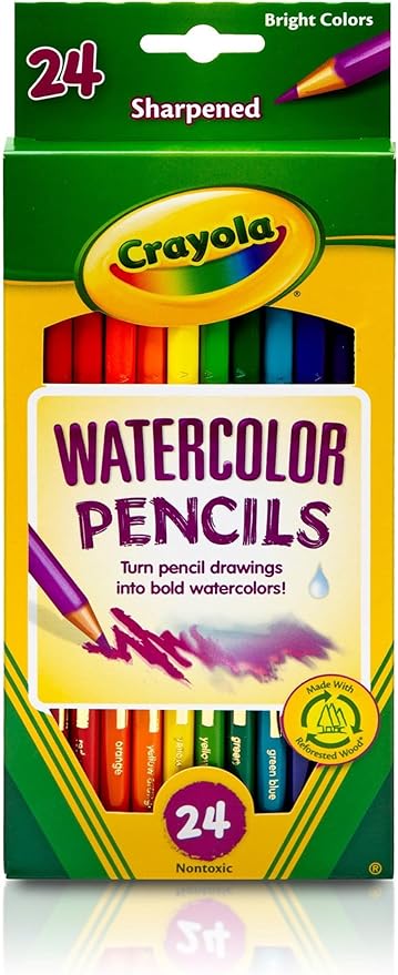 Crayola Watercolor Colored Pencils (24ct), Watercolor Paint Alternative, Watercolor Pencil Set for Kids, Art Supplies, Gift for Kids, 3+