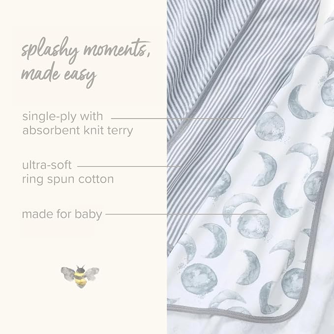 Burt's Bees Baby Infant Hooded Towels, Organic Cotton, Unisex Bath Essentials, Nursery Towel with Hood Set, 29 x 29 in, 2-Pack