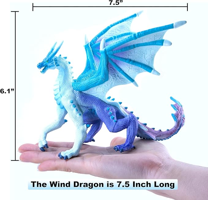 RECUR Wind Dragon Action Figurine, 7.5 Inch Statue Toys for Boys Girls Kids, RPG Figures Miniatures for Display & Roleplaying, Collectors Toy Age 3 +