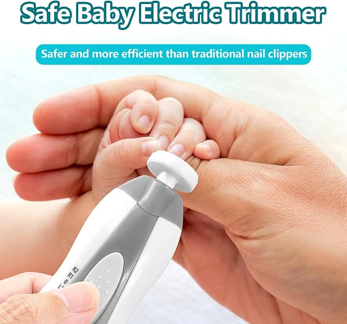 Qunlions life Baby Nail Trimmer Electric, 6 in 1 Rechargeable Baby Nail Clippers Manicure Set Grooming Kit for Toddler Infant or Adults (Grey)