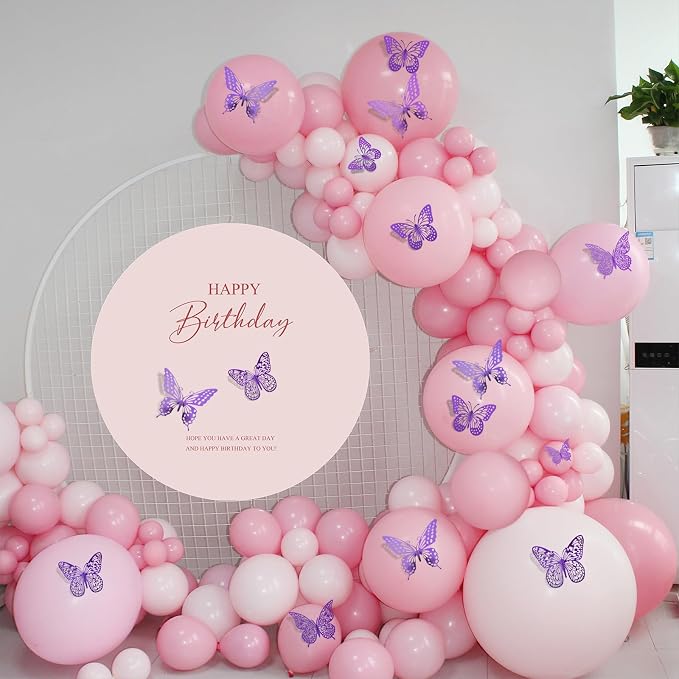 SAOROPEB 3D Butterfly Wall Decor 48 Pcs Purple Butterfly Decorations | 4 Styles 3 Sizes, Birthday Decorations Butterfly Party Decorations Cake Decorations, Removable Stickers