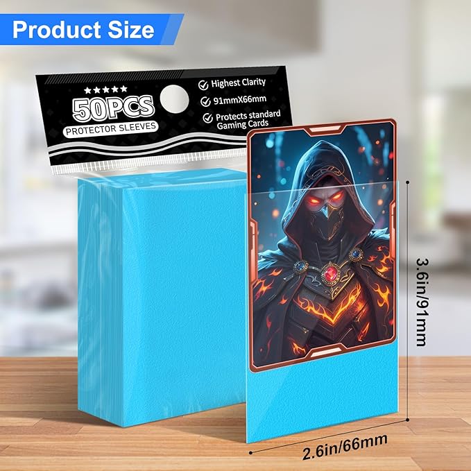 Trading Card Sleeves Perfect Fit TCG Matte Sleeves, Soft Sports Card Protector for Photocard Easy to Shuffle and Stack While Playing Card Game, Standard TCG Card Sleeves (Blue, 300)