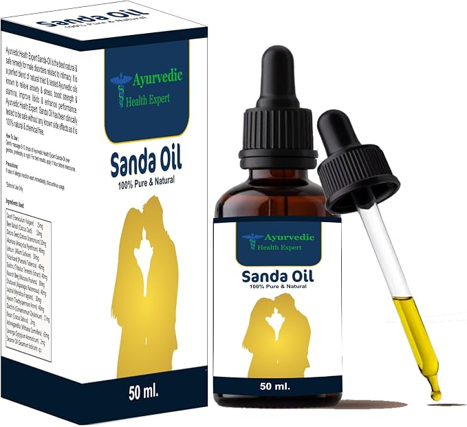 Sanda Herbal Massage Oil for Men | Natural Ayurvedic Blend with Safed Musli, Ashwagandha & Sesame Oil | External Use Only | 50 ml (1.6 oz)
