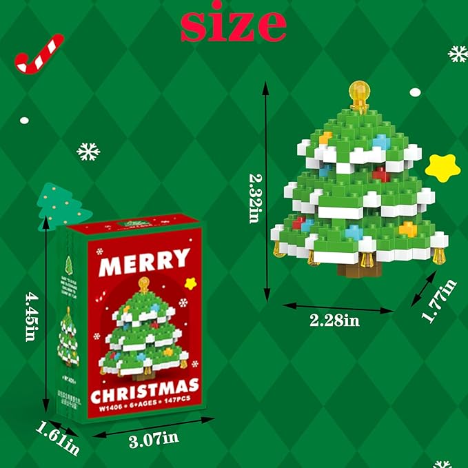 Christmas Building Blocks Compatible for Lego Christmas Tree Micro Blocks Stacking New Toys Holiday Present Box New Year Gifts for Kids Ages 6+ Boys and Girls(Tree)