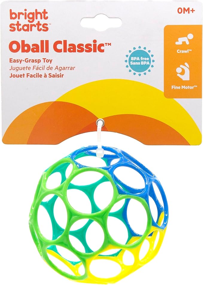 Bright Starts Oball Easy Grasp Classic Ball Infant Toy in Blue/Green, Age Newborn and up, 4 Inches