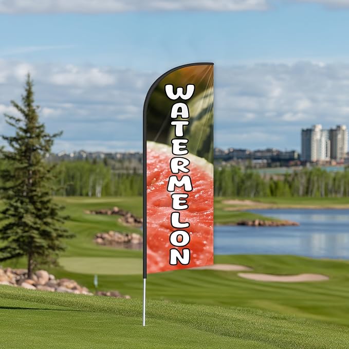 Watermelon Feather Flag for Storefronts Fairs,6 FT (Flagpole Not Included) | Business Advertising Flag