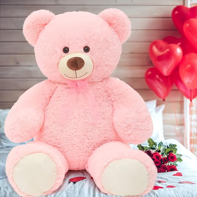 MorisMos Giant Teddy Bear Stuffed Animal 3ft-36 inch Big Pink Teddy Bear for Girlfriend Boyfriend Wife Mom Fiancée Valentine's Gift,Large Stuffed Bear for Baby Shower Birthday Christmas Decor,Pink