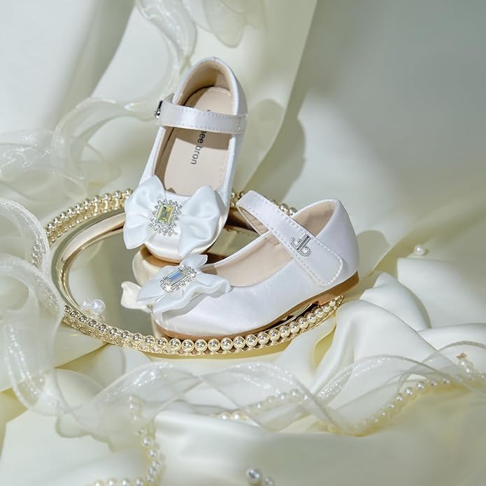 THEE BRON Mary Jane Ballet Flats - Girls' Dress Shoes with Hook & Loop Closure