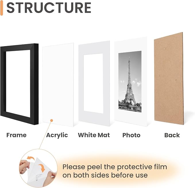 upsimples 12x16 Picture Frame Set of 10, Display Pictures 8.5x11 with Mat or 12x16 Without, Multi Photo Frames Collage for Wall Display, Black | Fit 8.5x11 and 12 x 16 Photos, Wall or Tabletop Display, For Gallery Hallway Living Room, For Christmas