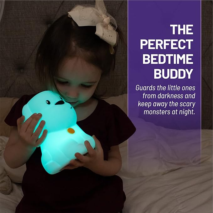 Lumipets Pepper The Puppy Dog Squishy Silicone Night Light for Kids | Cute Night Light with Remote & Touch Control for Baby & Toddler Bedrooms | Color Changing Animal Lamp | Soft Portable Nightlight