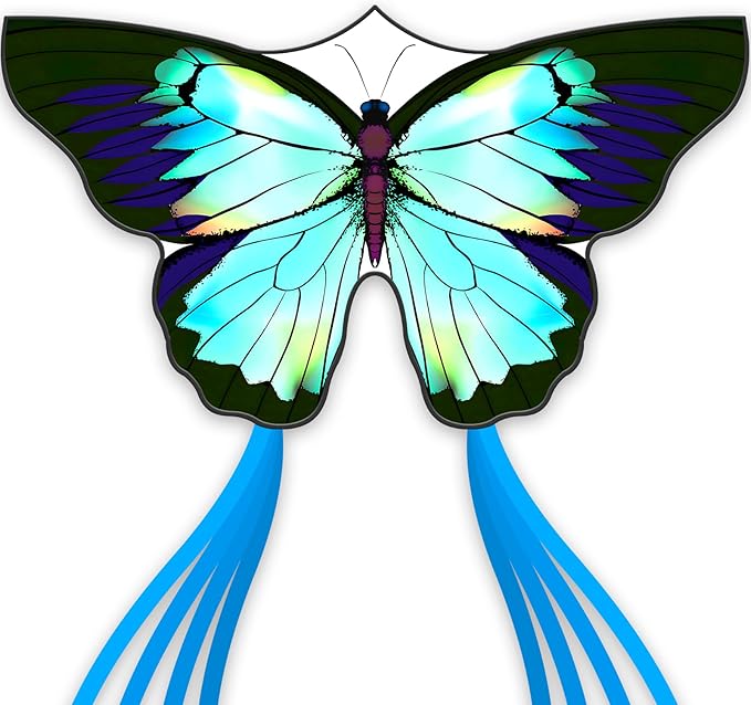 SGftre Green Butterfly Kite Premium Quality, Easy to Fly Perfect Outdoor Toy for Kids and Adults,Beach and Park Kite for Family Outdoor Games & Activities(Silverwing Butterfly)