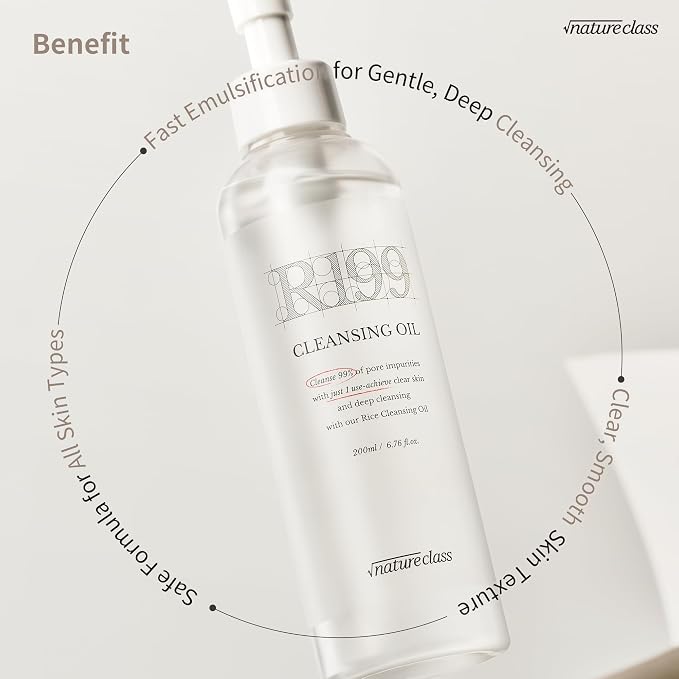 R199 Rice Cleansing Oil Face Cleanser Korean Skincare Makeup Remover Oil Cleanser for Face Blackhead Remover Pore Control Double Cleansing Sensitive Skin 6.76 fl oz