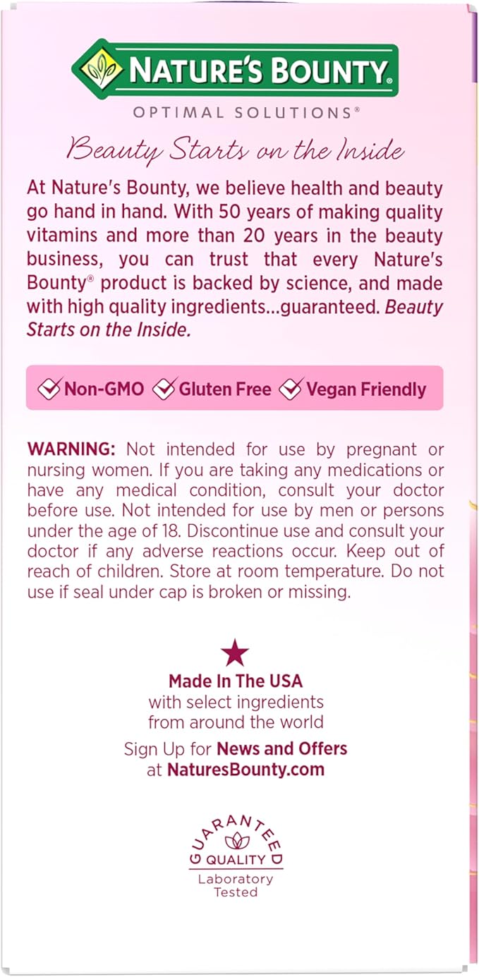 Nature’s Bounty Optimal Solutions Advanced Menopause Relief Supplements for Women with Hot Flash and Night Sweats, No added Hormones, Drug-Free, 30 Tablets, 30 Total Servings