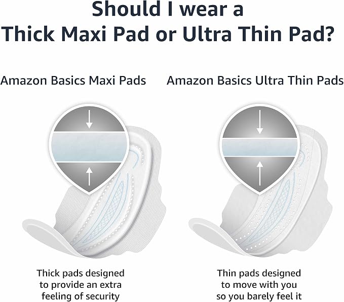 Amazon Basics Ultra Thin Pads with Flexi-Wings for Periods, Extra Long Length, Super Absorbency, Leak Protection, Unscented, Size 3, 28 Count