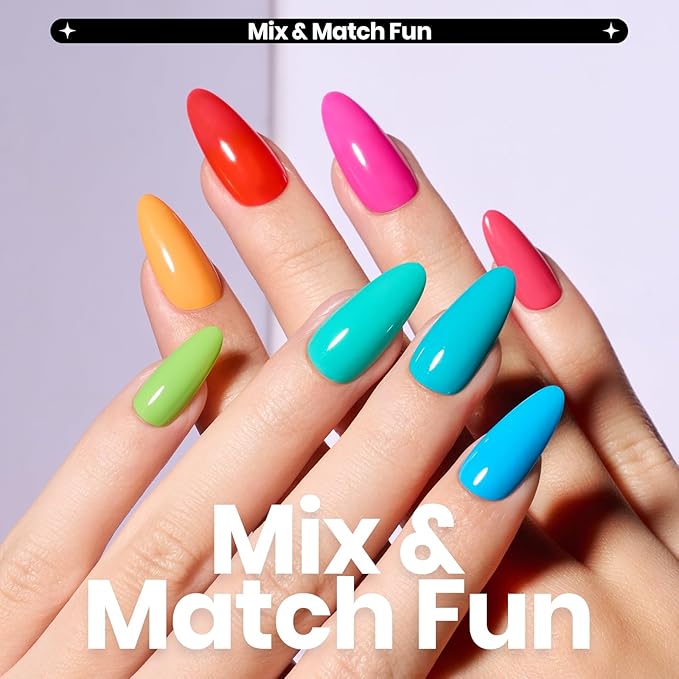 Beetles Neon Nail Polish Set - Quick Dry Nail Polish Kit 12 Colors Hot Pink Green Blue Yellow Red Regular Air Dry Fingernail Polish Pack for Women Spring Gift Beetles Cocktails 12 Colors