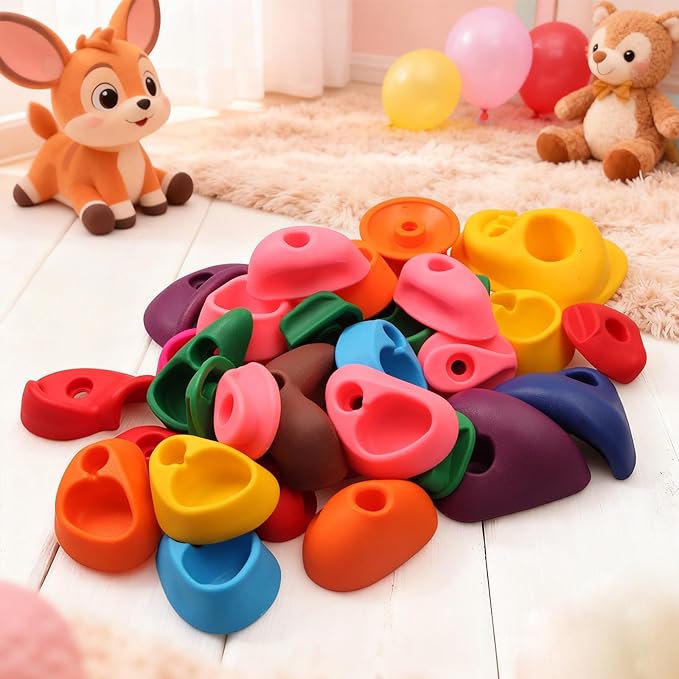 32 PCS Rock Climbing Holds for Kids,Rock Climbing Wall Grips Climbing Rocks Wall Kit for Indoor and Outdoor Playground Play Set with Hardware （Style A）