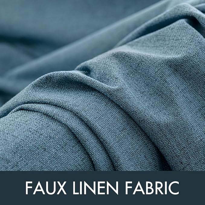 MIULEE Linen Texture Curtains for Bedroom Solid 100% Blackout Thermal Insulated Dusty Blue Curtains Grommet Room Darkening Drapes Luxury Decor for Living Room 52x72 Inch (2 Panels)