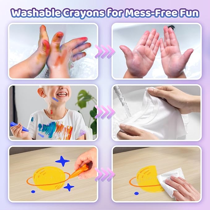 DreamCandy Rocket and Unicorn Crayons,18PCS Non Toxic Washable Toddler Crayons for Kids and Toddlers,Art Supplies Drawing Coloring Crayon Set,Gift for Girls and Boys,Back to School