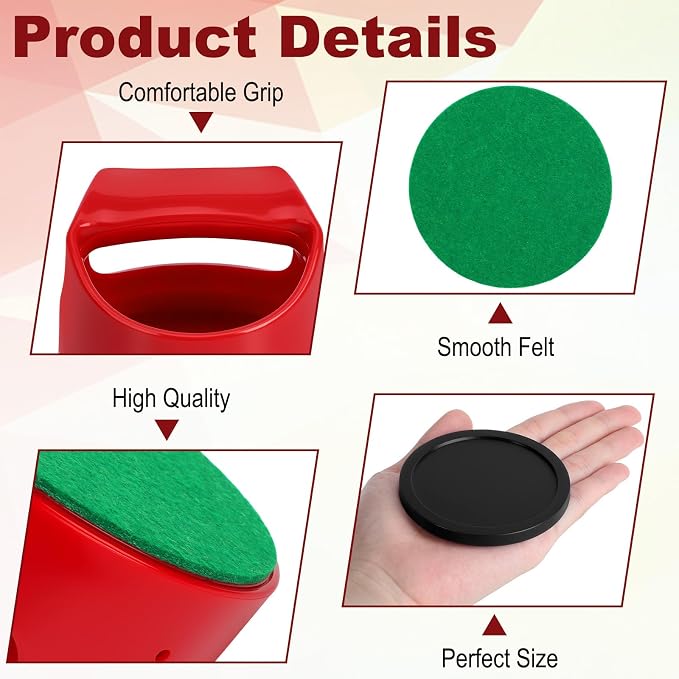 Coopay Air Hockey Pucks and Paddles - 2 Hockey Pushers & 4 Large Hockey Pucks with Nylon Storage Bag, Great Goal Handles Pushers Replacement Accessories for Game Tables