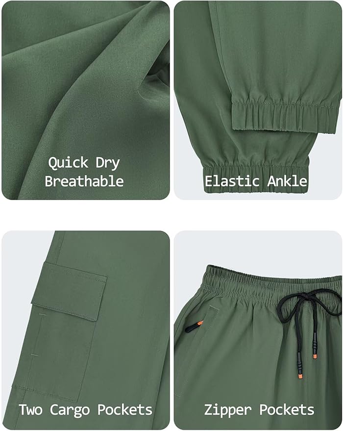 Boys Cargo Joggers Youth Quick Dry Athletic Pants Lightweight Hiking Jogger Pants with Zipper Pockets