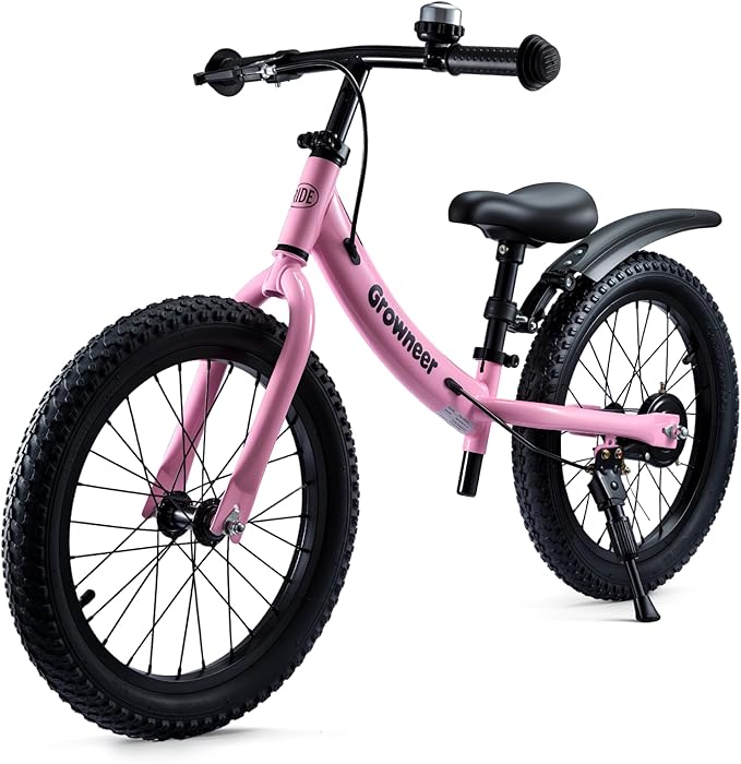 GROWNEER 16" Kids Balance Bike for 4-8 Year Old Boys Girls, Lightweight High Carbon Steel Frame Bicycle, Adjustable Padded Seat & Handlebars, Rear Brake, All-Terrain