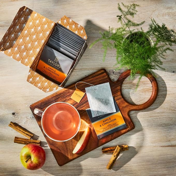 Taylors of Harrogate Apple & Cinnamon, Herbal Tea Individually Wrapped Teabags, 20 Count (Pack of 6), Spiced, Fruity & Sweet, Caffeine-Free, Enjoy Hot or Iced, 120 Teabags Total