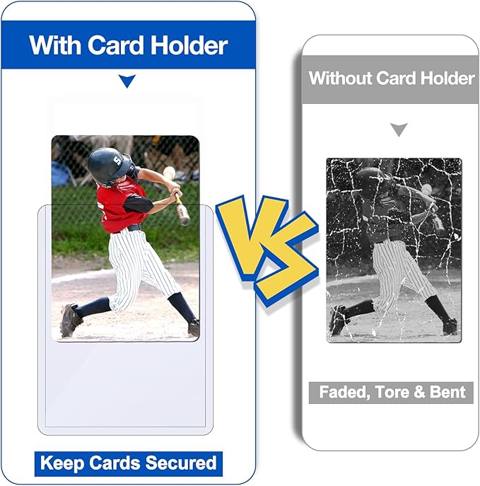 32 Count Card Sleeves Hard Plastic, Sooez 35PT Card Holder, 3" x 4" Baseball Card Protector, Rigid Card Case for Collectible Game Cards, Standard Size Trading Sports Football Cards