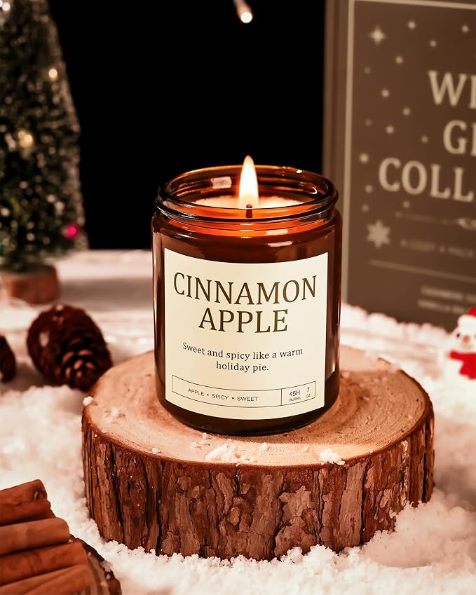 Scented Candles Gift Set, Long Lasting 4 Pack Aromatherapy Candles for Home | 28 oz 200 Hour Burn, Vanilla Balsam, Cinnamon Apple, Cashmere Cedar, Fireside Glow, Gifts