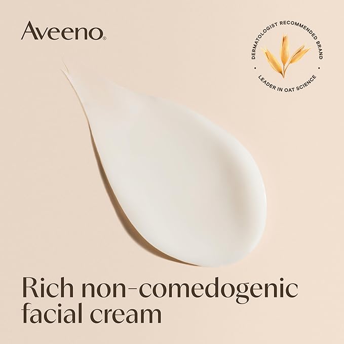 Aveeno Calm + Restore Facial Moisturizer Face Cream for Redness Relief, Non-Comedogenic, Ceramide & Vitamin B5, Hydrating for Dry, Sensitive Skin, Hypoallergenic, Fragrance-Free, 1.7 oz