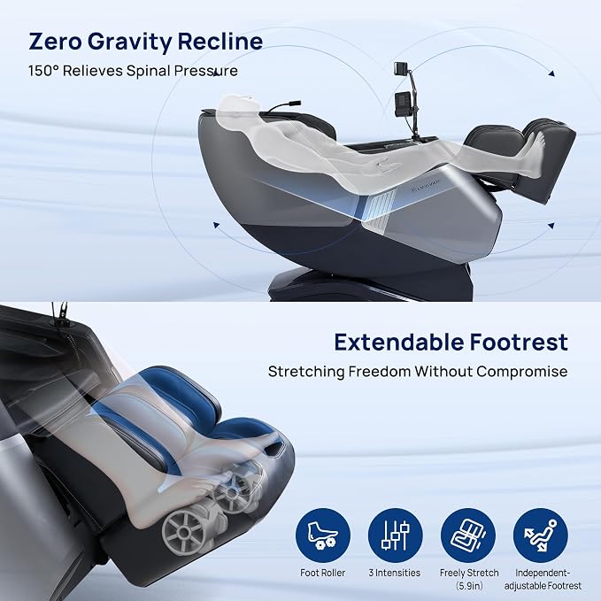 VAT Massage Chair Full Body VibroAcoustic Sonic Wave, SL-Track Zero Gravity Recliner with 25 Auto Modes, Smart Body Scan, Extendable Footrest, Reading Lamp, Black