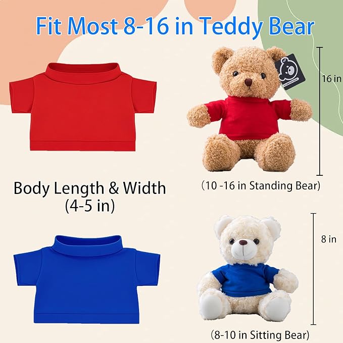 Personalized Teddy Bear Clothes with Photo Text, Custom Stuffed Animal Clothing Fit 8-16inch Stuffed Bear Clothes, Personalized Doll Clothing Make Your Own Plush Doll Shirt