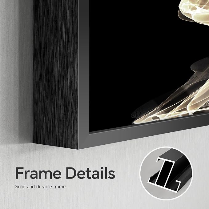3 Piece Large Framed Abstract Wall Art for Living Room, Black and Gold Modern Artwork for Walls, Contemporary Luxury Bright Style Pictures Prints Paintings for Hallway Office Wall Decor 24x36 Inch