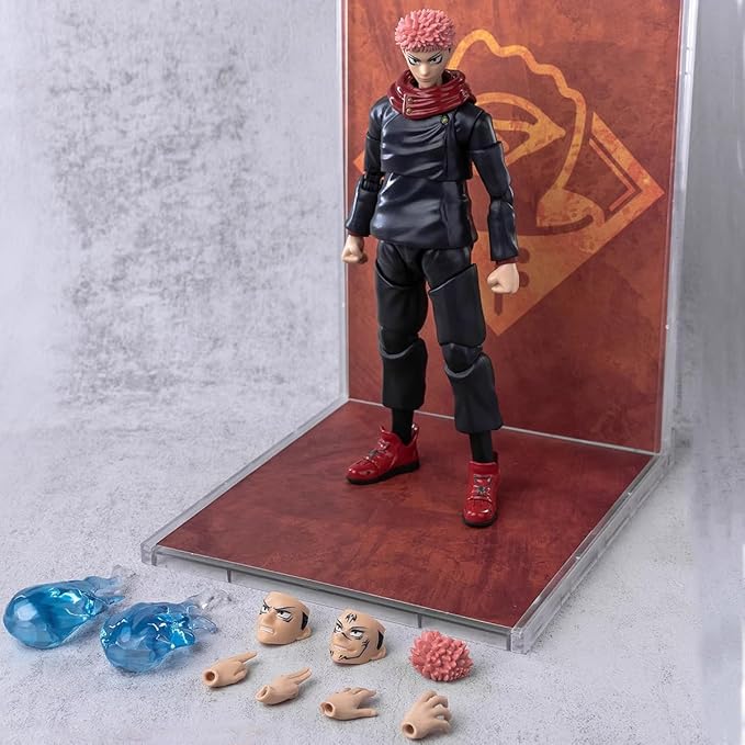 Itadori Yuji Action Figure, 18cm Anime JJK Figure Model Statue Movable Figure, Changeable Face Handmade Collectible Desktop Decoration Gifts for Fans