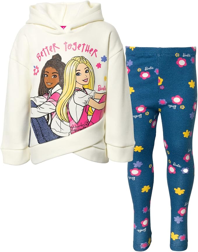 Barbie Girls Fleece Hoodie and Leggings Outfit Set Toddler to Big Kid Sizes (2T - 18-20)