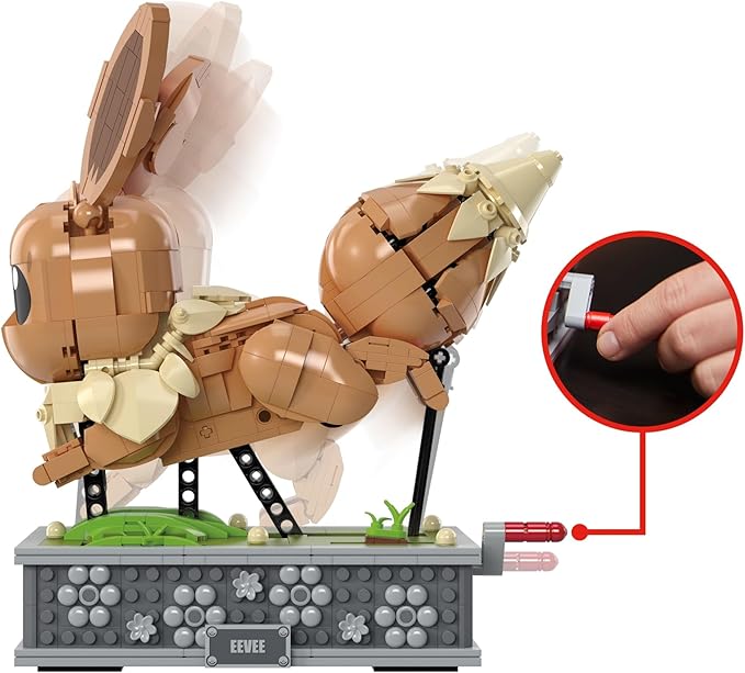 MEGA Pokémon Action Figure Building Set, Motion Eevee with 1366 Pieces, Turn Crank for Running Movement, Build & Display Toy for Collectors
