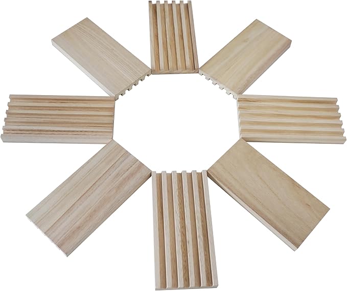 DNB Wooden Domino Racks Trays - Set of 8 Holders 5 Slots per Holder - Dominoes NOT Included
