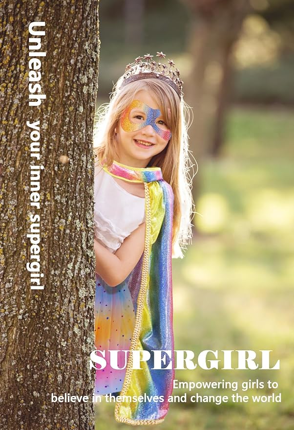 iROLEWIN Kids Superhero-Capes-Costumes for Girls Princess Dress-Up Fairy Cape Mask Tutu as Halloween Birthday Gifts Toys