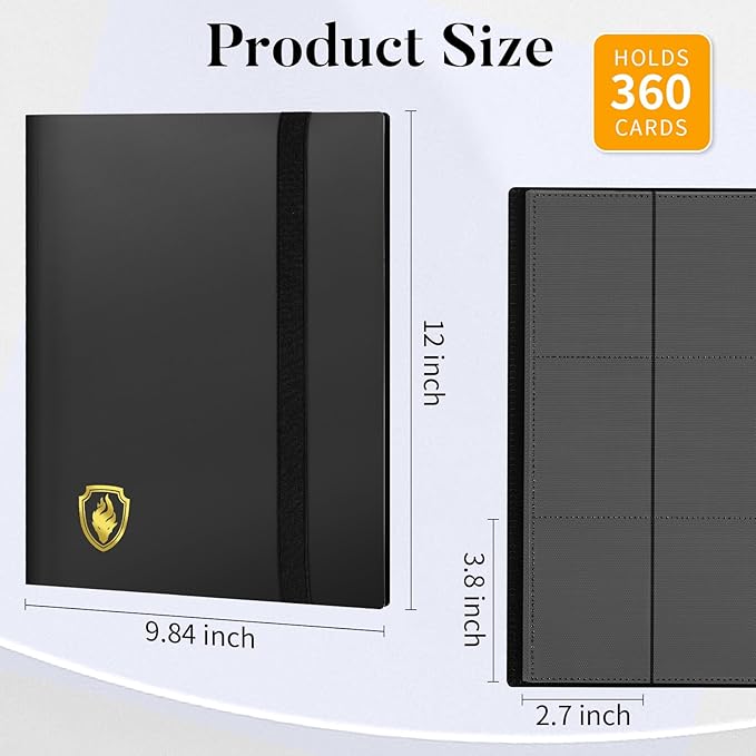 Premium 9 Pocket Trading Card Binder Holds 360 Cards, Side-Loading Card Album, Sturdy TCG, MTG, Yugioh & Sport Card Collection Folder - Yellow