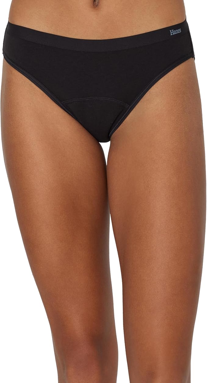 Hanes Women's Comfort, Period. Underwear, Bikini Period Underwear, Super Leaks Period Underwear, 3-pack